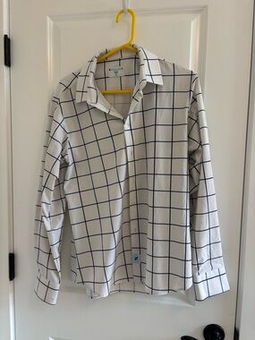 Men's White Windowpane Dress Shirt - Slim Fit